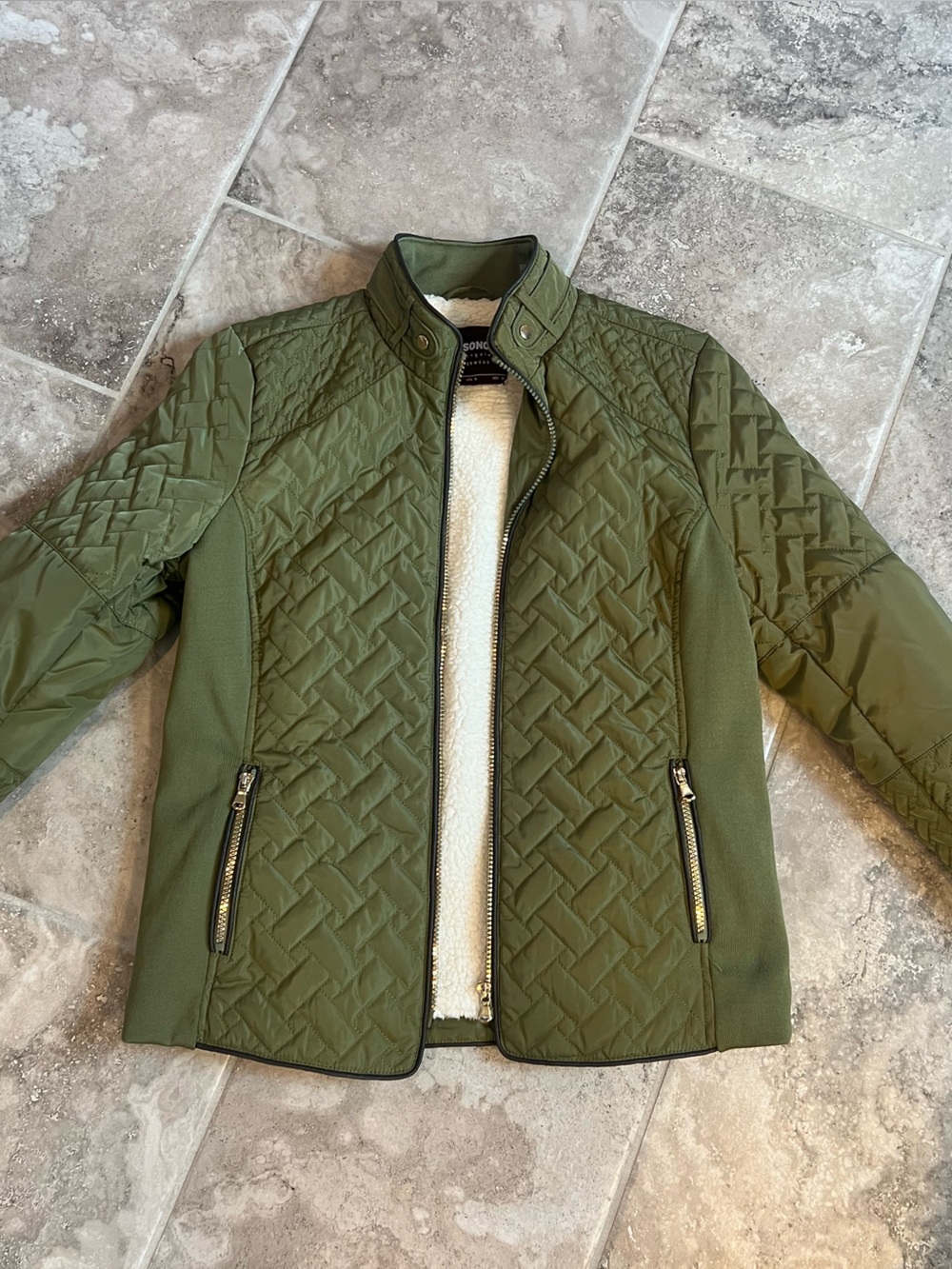 Ci Sono Olive Green Quilted Bomber Jacket